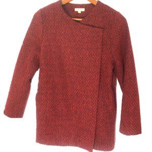 Everly Red Tweed Coat with Button Snap Front Sz S